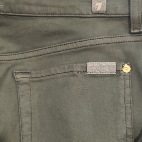7 for all mankind Skinny Green Denim.jesns with zippers down the leg - Picture 7 of 9